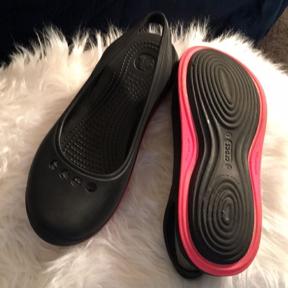 CROCS Crosslight Syler Sling back flats! Black & Pink